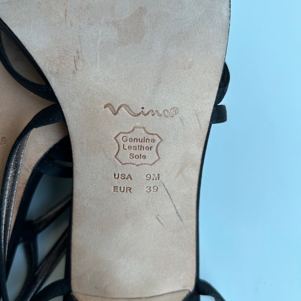 Nina Black Luster SA Genuine Leather Sole Size 9M USA - Picture 5 of 8